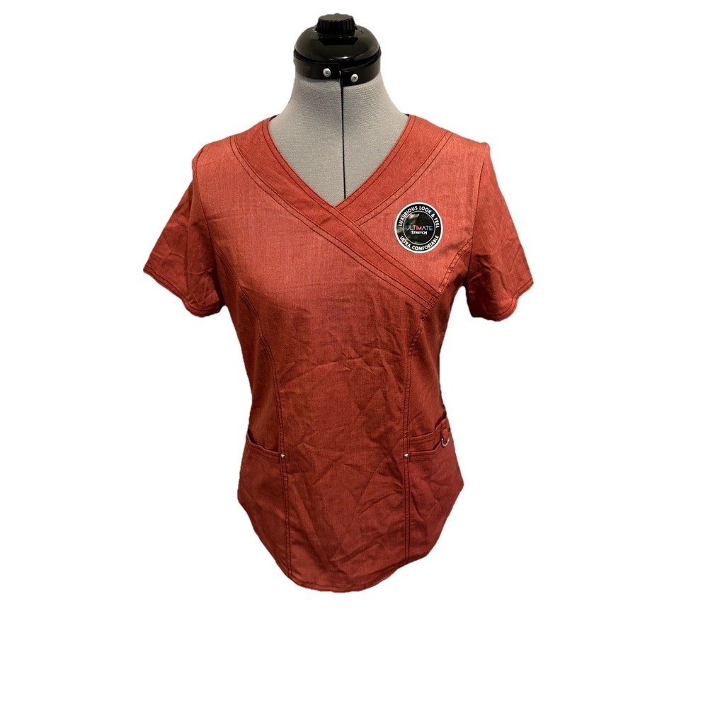 Scrubstar‎ Ultimate Stretch Womens Scrub Top- Rust Clay Colored Small NWT